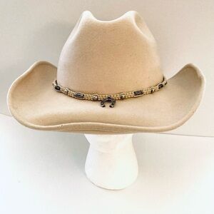Rodeo King Men’s Beige Felt Cowboy Hat Lucky Horseshoe XL (60-61) USA